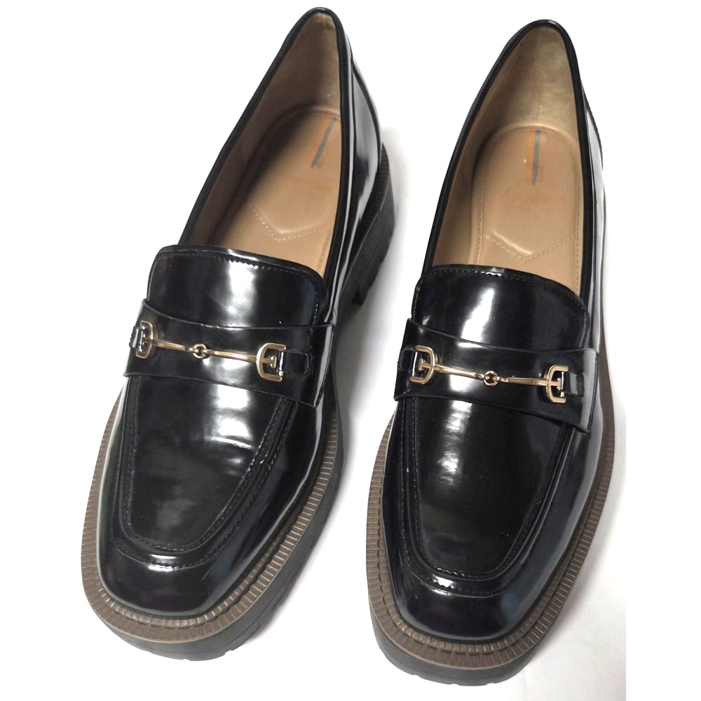 Sam Edelman NY Laurs Loafers Lug Sole Shoes Patent Black Horse Bit Gold 11M - Picture 3 of 16
